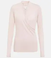 [Velvet] Velvet Meri draped cotton-blend top AU 16 pink