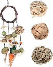 1 Set Bunny Chew for Cage Pendant Chewing with Small Balls for Rats Hamsters Small Pets for Exercise Entertainment