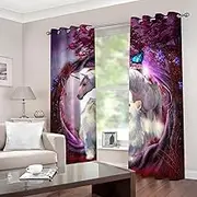 Exquisite Curtains for Kids Bedroom Forests & Animals W168cm (66") x D229cm (90") x 2 3D Pattern Microfiber Blackout Fabric Eyelet Window Drapes for Kids Nursery Playroom 2 Panels