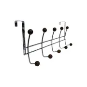 Adoored Polished Chrome Over Door Hooks With Dark Wood Balls