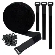 1"x20FT Hook and Loop Straps, with 30 Plastic Buckles, Adjustable Fastening C...