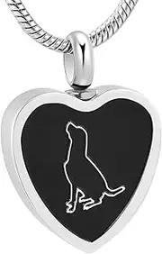 KETIME Stainless Steel Dog Memorial Urn Necklace for Ashes,My Guardian Angel Has A Tail Pet Remembrance Jewelry to Put Ashes in