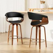 2 x Wooden Swivel Bar Stools