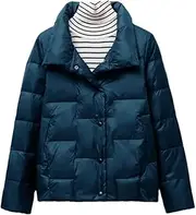 [Generic] Women Stand-Up Collar Lightweight Thin Down Cotton Coat Casual Warm Outerwear
