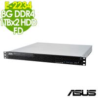 【現貨】ASUS RS100-E10 機架式伺服器 (E-2234/8GB/1TBX2/350W/FD)