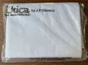 NEW Vintage Stevens Utica No Iron Percale Cotton Blend Full Flat White Sheet