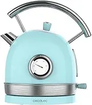 Cecotec ThermoSense 420 Light Blue Electric Kettle, 1.8 Litre, 2200 W, Temperature Measurement, Base 360 Degrees, Stainless Steel, Vintage Style, Blue