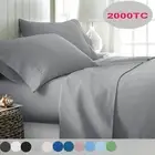 Ultra Soft 2000TC 4Pcs Sheet Set Flat Fitted Sheet&Pillowcase Double Queen King