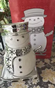 2012 Bath & Body Works Snowman Sled 3 Wick Candle Luminary LARGE 13” Slatkin Box