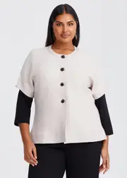 [TS] Taking Shape Button Cosy Knit Natural Cardigan Size 14-16 in Winter Sand, Viscose - Plus Size Women's Clothing Winter Sand