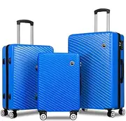 [ALFORDSON] 3PCs Hardside Luggage Set 20" 24" and 28" Blue Color Timothy Series, Hardshell Suitcases Setting with TSA Lock & Wheel Spinners, Carry-on & Checked Baggages 3-Piece Pack