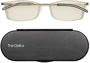 ThinOptics Computer Reading Glasses-Blue Light Blocking Eyeglasses Includes Milano Magnetic Case Ultra Thin Lightweight Anti Eyestrain Readers Men & Women (Clear,1,multiplier_x),(Computer-Clear-1.0)