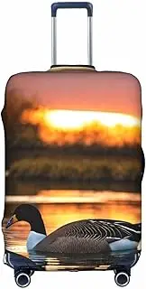 [Pvinnk] Loon Nature Bird Print Protective Luggage Cover Elastic Washable Suitcase Protector Travel Gear Protector, White, Medium