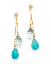 Bloomingdale's Fine Collection Briolette Amonzonite & Prasiolite Drop Earrings in 14K Yellow Gold
