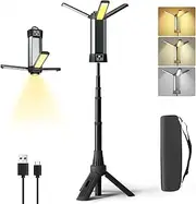 Dsocool Rechargeable Work Light with Stand,LED Work Light with Portable Folding Stand,Battery Work Light for Cordless,2000Lumen Outdoor Camping Construction Lights with Carrying Bag