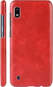 [HualuBro] for Samsung Galaxy A10 Case, Retro Ultra Slim Lightweight PU Leather Phone Protective Case Cover for Samsung Galaxy A10 2019 Smartphone (Red)
