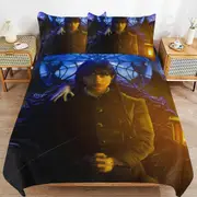 a1551 Wednesday Addams Duvet Cover Set, 3 Piece Bedding Set 86x70" Double Sided Printing Decorative Comforter Cover Set (1 Duvet Cover + 2 Pillow Sham