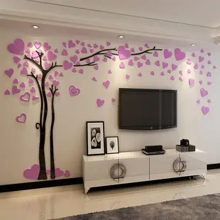 愛心情侶樹壁貼 壓克力壁貼 3D立體牆紙 電視沙發背景牆壁貼 溫馨牆面裝飾★鴻閣