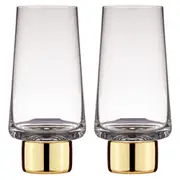 2PK Aurora Crystal Clear 350ml Highball Tumbler Glasses Drinking Cup Set Gold