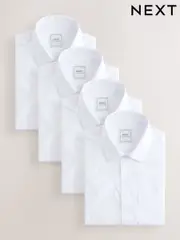 White Regular Fit Short Sleeve Easy Care Formal Smart Shirts 4 Pack (AU7607) | $116