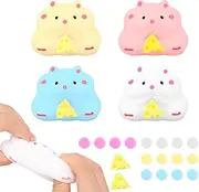 DOINEUFL Pack of 4 Hamster Squeeze Toys + Transparent Storage Bag, Adult Squishy Fidget Toy, Squishies Sensory Toys Sensory Toy Helps Adult Relieve Anxiety