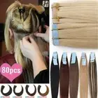 80Pcs Thick Tape In Invisible Skin Weft 100% Human Hair Extensions Remy Straight