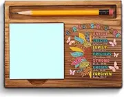 God Says You are Gifts Sticky Note Holder, Christian Inspirational Desk Gift with Bible Verses, Religious Wooden Office Decor for Women, Teens, Coworkers, Faith Based Note Pad Holder ZSS84