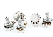 Aexit 5 (Potentiometer) Pcs 1K Ohm 6mm Knurled Shaft 3 Terminals Single Linear B Type Rotary Adjustable (53ry687qf243) Taper Potentiometer