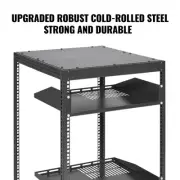 15U Open Frame Server Rack, Adjustable Depth, Free Standing/Wall Mount, Black