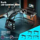 Furb Large Gaming Desk Office Computer Desk Carbon Fiber Table with LED Light