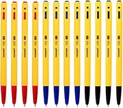 Monami 153 Ballpoint Pen 1.0mm Dozen Box (Black, Blue, Red Ink Color Mix 12 Pens)