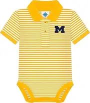 Creative Knitwear University of Michigan Wolverines Block M Newborn Striped Polo Bodysuit