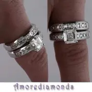2.60 ct H/I SI1 asscher cut diamond solitaire engagement wedding ring set 18k