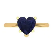 2.0Ct Heart Cut Blue Sapphire Gold Solitaire Engagement Promise Bridal Ring