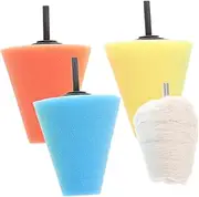 HORIALENCE 4pcs Polishing Cone Kit for Car Wheel Hub Cleaning Drill Polishing Sponge Grille Waxing Restore Shine Enhance Car Appearance