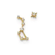 Madi K Kid's Earrings 14k Yellow Gold CZ 1 Stud Star and 1 Little Dipper Post