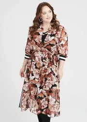 ts Taking Shape Shirt Dress Size 18 Chiffon Floral Phoenix Style NWT