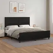 vidaXL Bed Frame with Adjustable Headboard - Black Faux Leather Queen 153x203 cm Bedroom Furniture