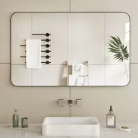 在飛比找樂天市場購物網優惠-掛鏡壁鏡半身鏡 浴室鏡子貼墻打孔洗手間壁掛掛墻化妝鏡衛生間廁