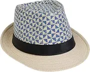 [VPbao] Gangster Trilby Sun Hats for Women Men, Straw Beach Hat Vintage Style Summer Panama Fedora Short Brim Hat
