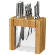 Global Ikasu X 10 Piece Knife Bamboo Block Set 10pc Knives - Made in Japan