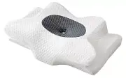 Emircey Contour Cervical Memory Foam Pillow Standard White with Gray NEW