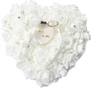 [HONEYGIFTS] Wedding Ring Pillow White Ring Pillow Lace Crystal Rose Wedding Heart Ring Box Ring Holder