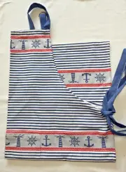 MIERCO APRON ANCHORS LIGHTHOUSE BOATING BLUE RED WHITE 100% COTTON NWT
