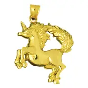 14K Gold Unicorn with Wild Mane Pendant