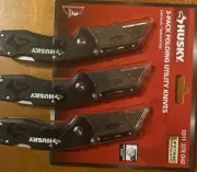 Husky Folding Lock-Back Work Pocket Utility Knife Belt Clip Quick Change Blade