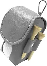 Golf Ball Bag - Mesh Pouch Bags | Pu Leather Pu Leather, Golf Ball Bag, Portable Pouch Storage Organizer With Clip, Golf Pocket Bag For Fathers Couple