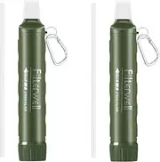 Personal Water Filter Straw, 2Pack Emergency Survival Filtration Portable Gear for Hiking, Camping, Travel