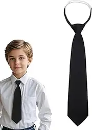 [TPZORJX] Black Tie, Pre-Tied Children's Tie, Children's Boys Tie with Clip, Black Tie with Tie for Boys Girls Wedding School Uniform Birthday Clothing Accessories
