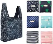 Foldable Shopping Bags Grocery Tote,6Pcs Reusable Shopping Grocery Bags, Washabl